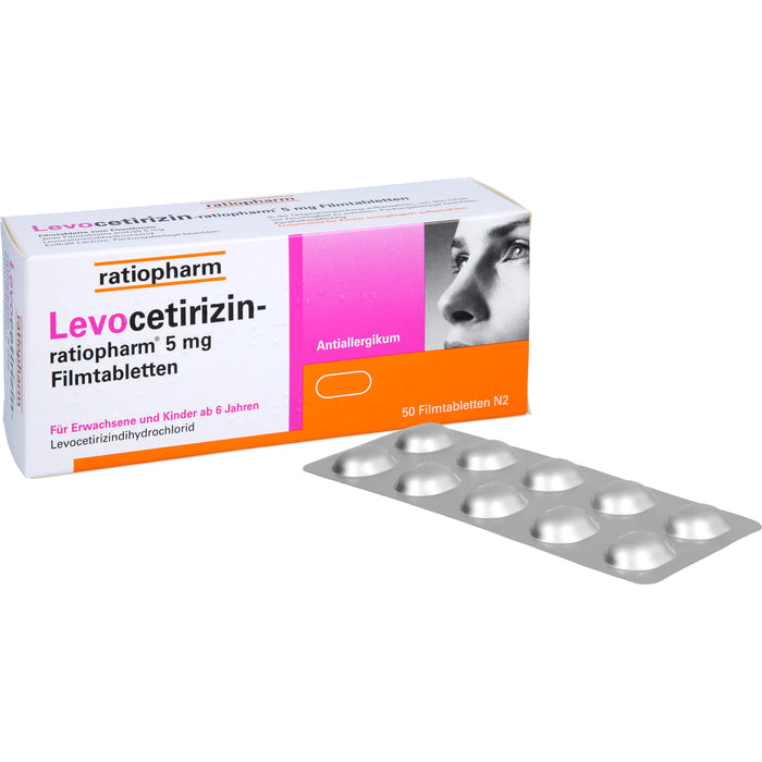 Levocetirizin-ratiopharm 5 mg Filmtabletten Antiallergikum, 50 St. Tabletten