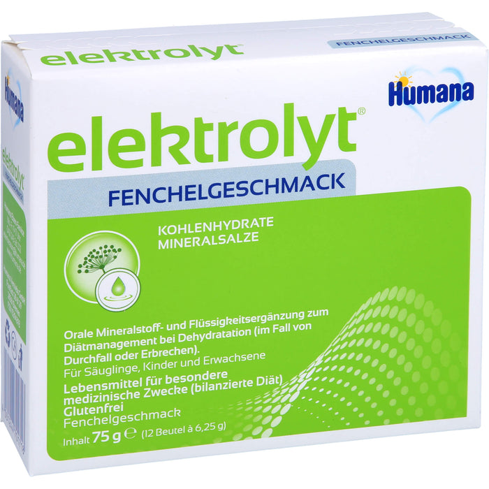 Humana elektrolyt Fenchelgeschmack Beutel, 75 g Pulver
