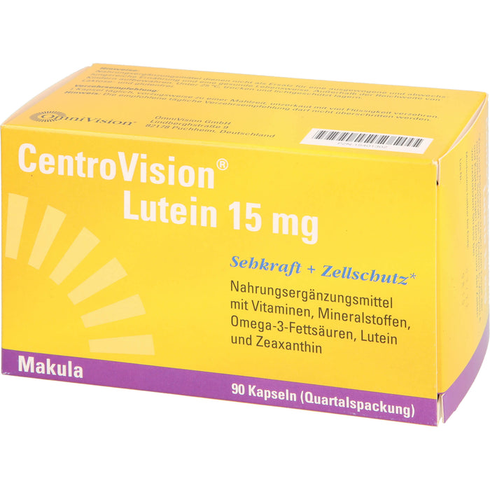 CentroVision Lutein 15 mg Kapseln Sehkraft + Zellschutz, 90 St. Kapseln