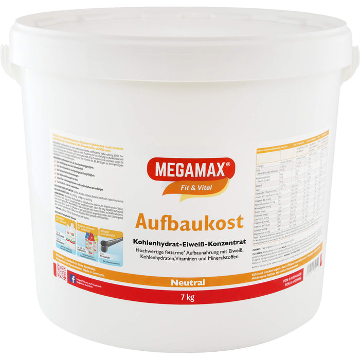 MEGAMAX Fit & Vital Aufbaukost Kohlenhydrat-Eiweiß-Konzentrat Geschmack Neutral, 70000 g Pulver