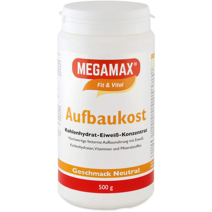 MEGAMAX Fit & Vital Aufbaukost Kohlenhydrat-Eiweiß-Konzentrat Geschmack Neutral, 500 g Pulver