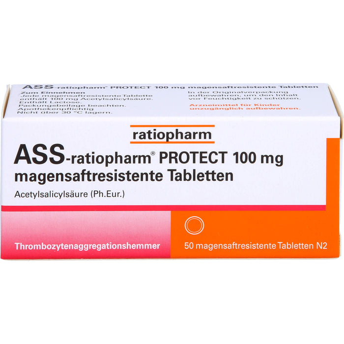 ASS-ratiopharm PROTECT 100 mg magensaftresistente Tabletten, 50 St. Tabletten