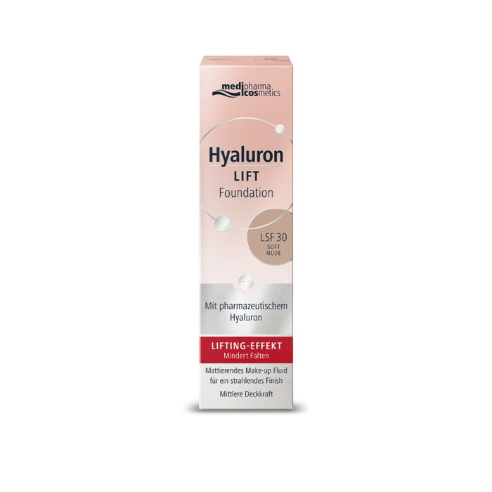 medipharma cosmetics Hyaluron Lift Foundation LSF30 soft nude mit Lifting-Effekt, 30 ml Creme