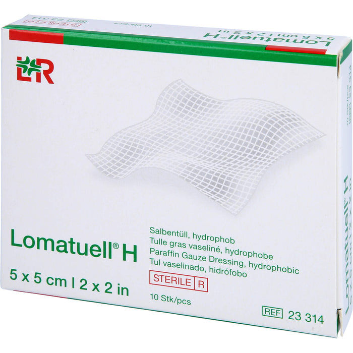 Lomatuell H Salbentüll steril 5 x 5 cm Reimport Kohlpharma, 10 St. Verband
