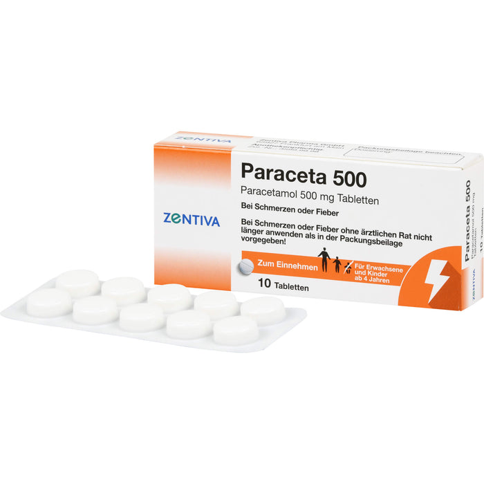 Zentiva Paraceta 500 Tabletten bei Schmerzen und Fieber, 10 St. Tabletten