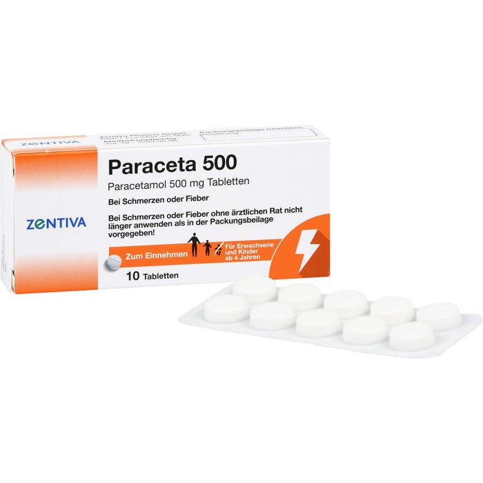 Zentiva Paraceta 500 Tabletten bei Schmerzen und Fieber, 10 St. Tabletten