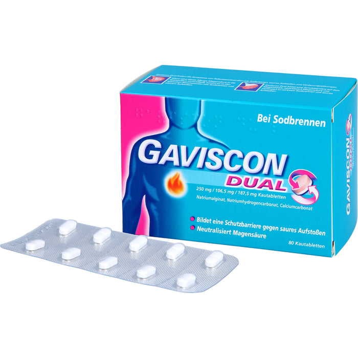 GAVISCON Dual Kautabletten bei Sodbrennen, 80 St. Tabletten