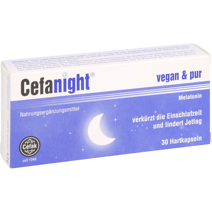 Cefanight mit Melatonin Kapseln verkürzt die Einschlafzeit und lindert Jetlag, 30 St. Kapseln