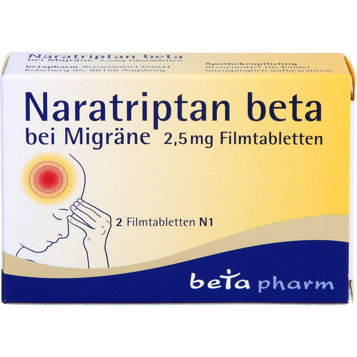 Naratriptan beta Tabletten bei Migräne, 2 St. Tabletten