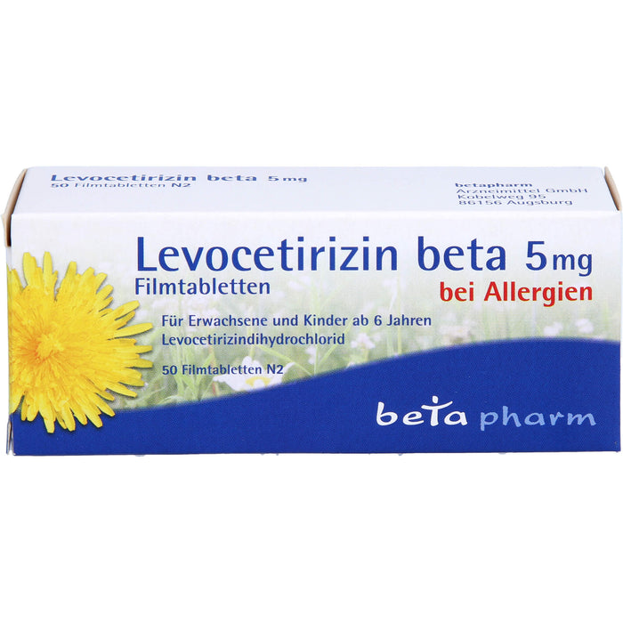 Levocetirizin beta 5 mg Filmtabletten bei Allergien, 50 St. Tabletten