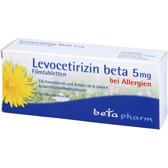Levocetirizin beta 5 mg Filmtabletten bei Allergien, 50 St. Tabletten