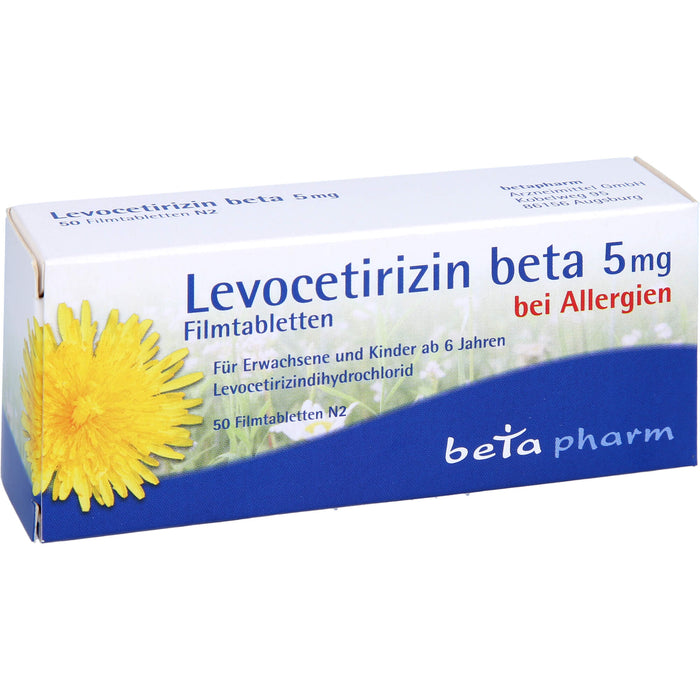 Levocetirizin beta 5 mg Filmtabletten bei Allergien, 50 St. Tabletten