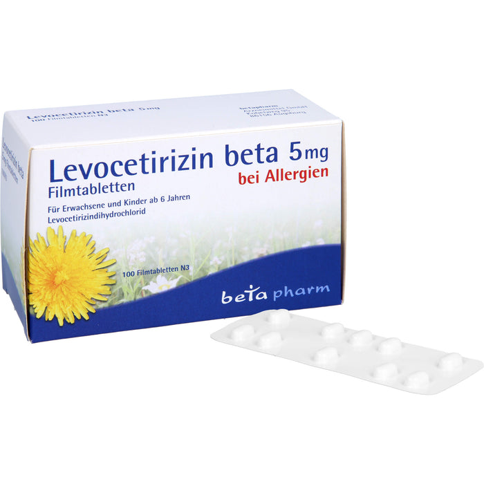 Levocetirizin beta 5 mg Filmtabletten bei Allergien, 100 St. Tabletten