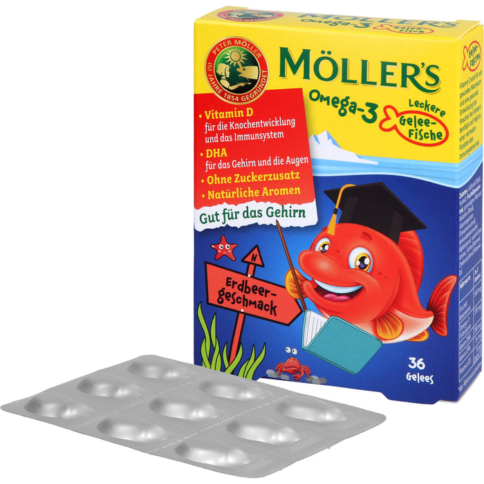 Möller's Omega-3 Gelee Fisch Erdbeere, 36 St KTA