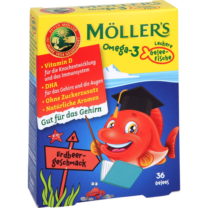 Möller's Omega-3 Gelee Fisch Erdbeere, 36 St KTA