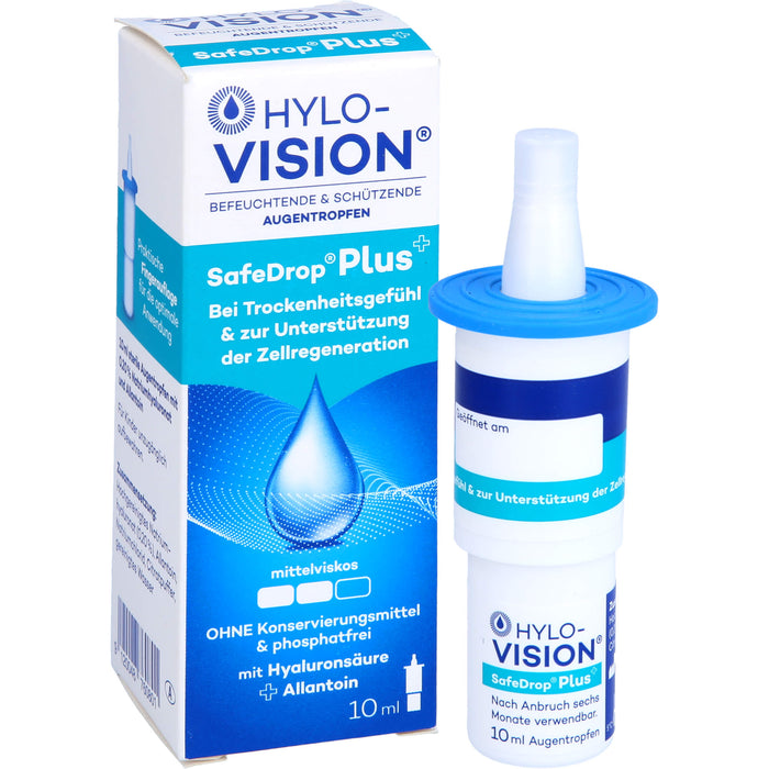 HYLO-VISION SafeDrop Plus befeuchtende & schützende Augentropfen, 10 ml Lösung