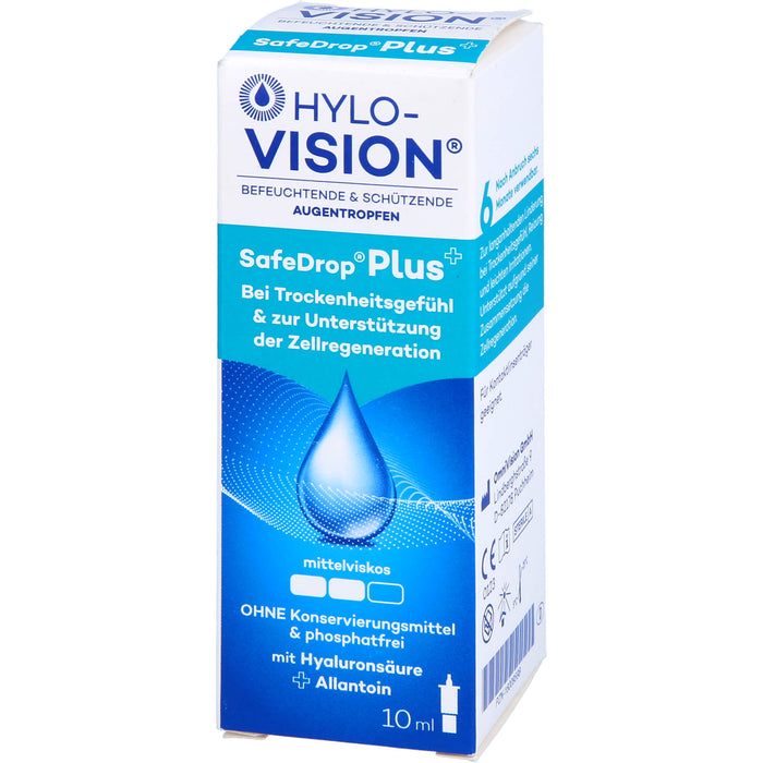 HYLO-VISION SafeDrop Plus befeuchtende & schützende Augentropfen, 10 ml Lösung