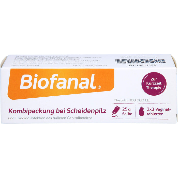 Biofanal Kombipackung bei Scheidenpilz und Candida-Infektionen des äußeren Genitalbereichs, 100 000 I.E. Salbe und Vaginaltabletten, 1 St. Kombipackung