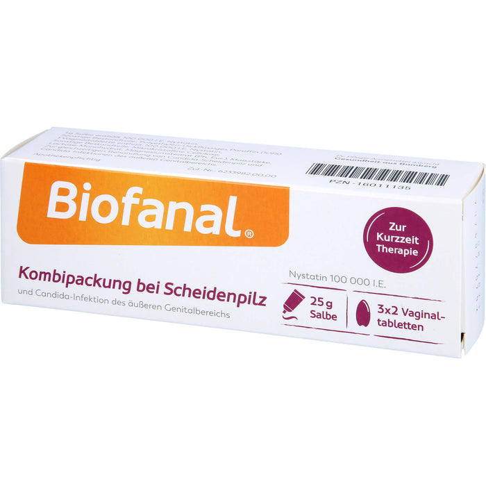 Biofanal Kombipackung bei Scheidenpilz und Candida-Infektionen des äußeren Genitalbereichs, 100 000 I.E. Salbe und Vaginaltabletten, 1 St. Kombipackung