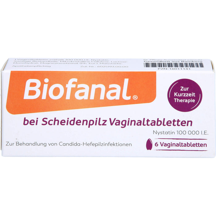 Biofanal bei Scheidenpilz Vaginaltabletten 100 000 I.E., 6 St. Tabletten