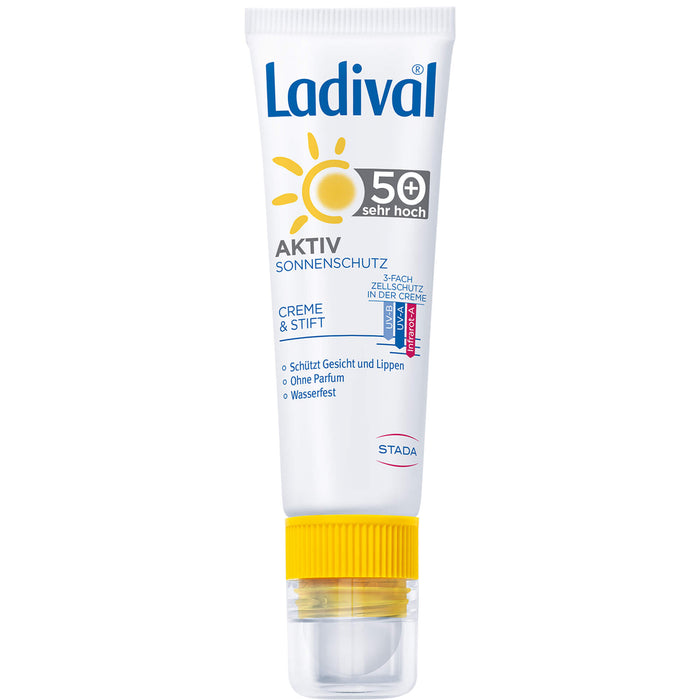 Ladival Aktiv Sonnenschutz 50+ Creme & Stift Schützt Gesicht und Lippen, 1 St. Kombipackung