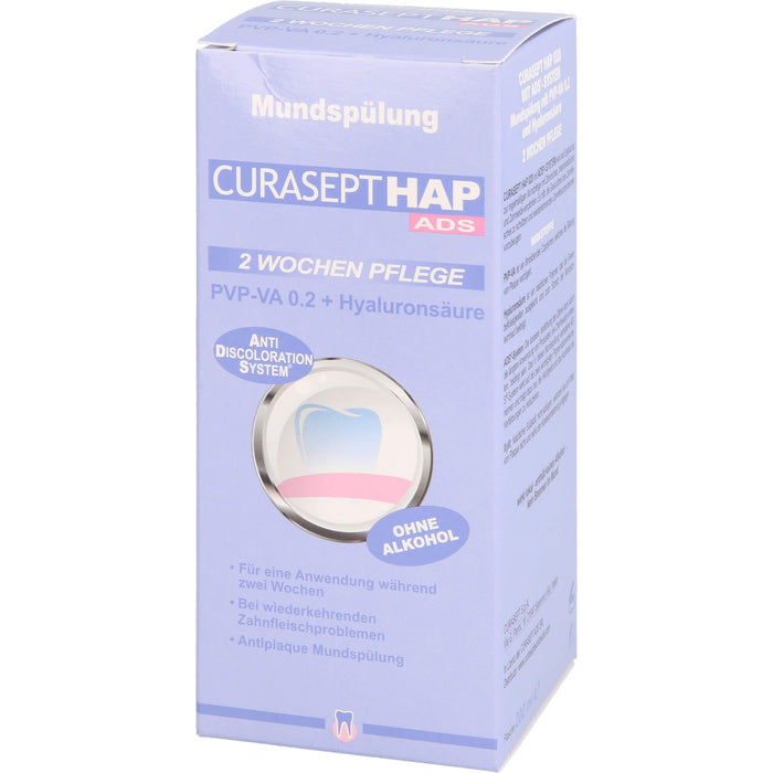 CURASEPT HAP PVP-VA 0,20 + Hyaluronsäure 2 Wochen Pflege Mundspülung, 200 ml Lösung