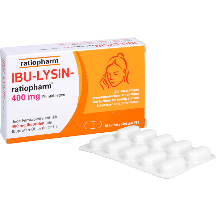 Ibu-Lysin-ratiopharm 400 mg Filmtabletten bei Schmerzen und Fieber, 10 St. Tabletten