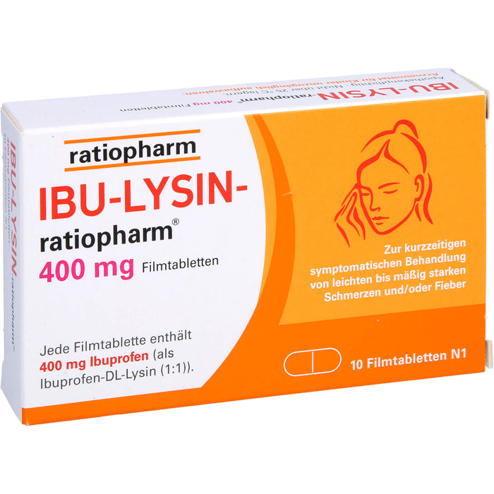 Ibu-Lysin-ratiopharm 400 mg Filmtabletten bei Schmerzen und Fieber, 10 St. Tabletten