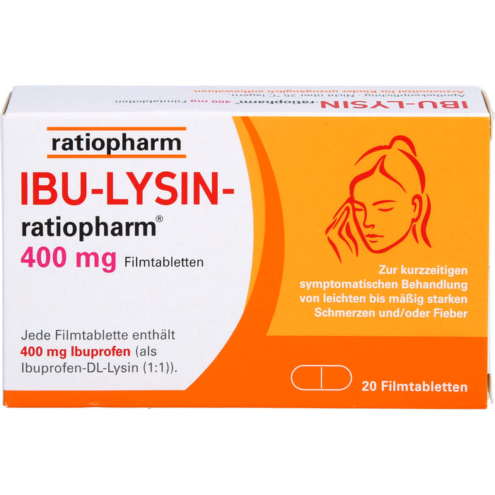 IBU-LYSIN-ratiopharm 400 mg Filmtabletten bei Schmerzen und Fieber, 20 St. Tabletten