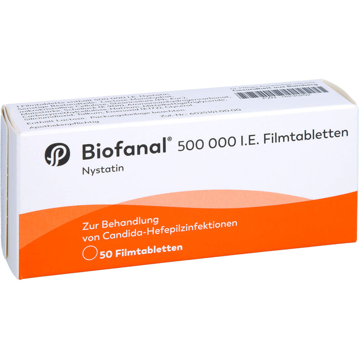 Biofanal 500 000 I.E. Filmtabletten zur Behandlung von Candida-Hefepilzinfektionen, 50 St. Tabletten