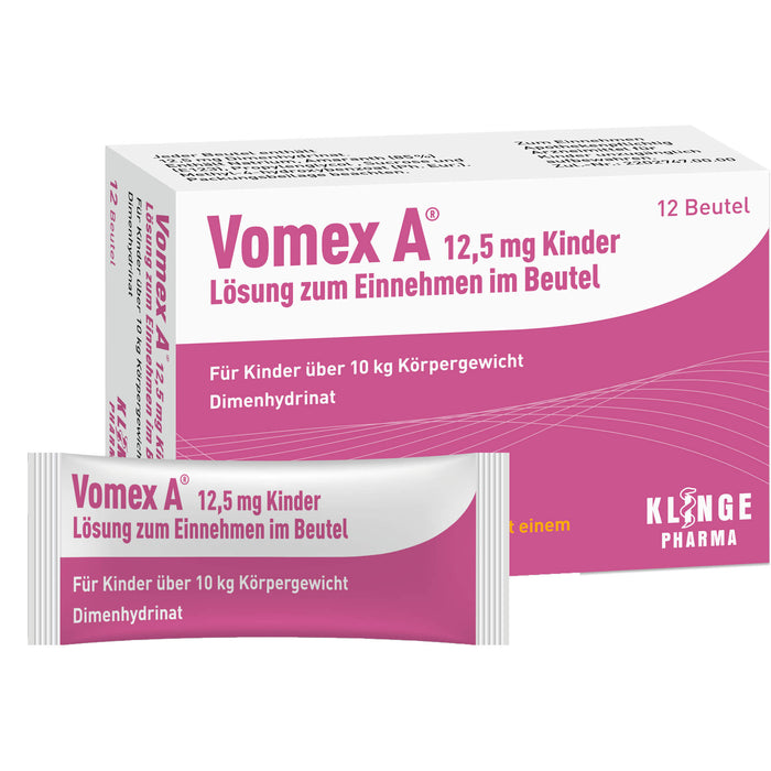 Vomex A 12,5 mg Kinder Beutel gegen Reisekrankheit, 12 St. Beutel