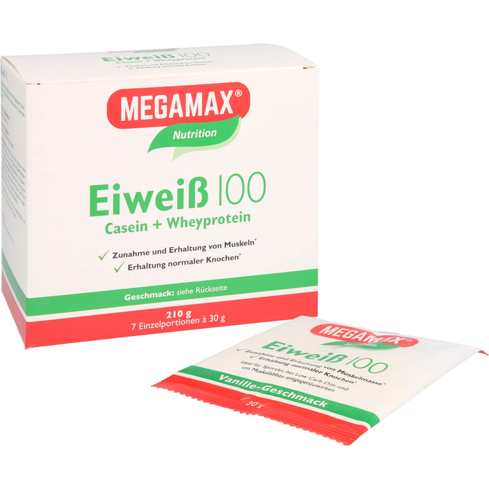 MEGAMAX Nutrition Eiweiß 100 Pulver Haselnuss-Geschmack, 210 g Pulver