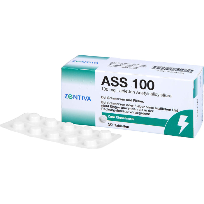 ZENTIVA ASS 100 Tabletten bei Schmerzen und Fieber, 50 St. Tabletten