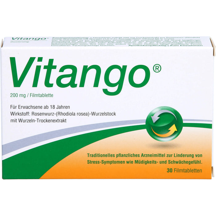Vitango Filmtabletten zur Linderung von Stress-Symptomen wie Müdigkeits- und Schwächegefühl, 30 St. Tabletten