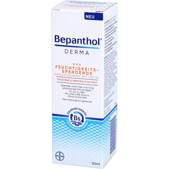 Bepanthol Derma feuchtigkeitsspendende Gesichtscreme LSF 25 für trockene und empfindliche Haut, 50 ml Creme