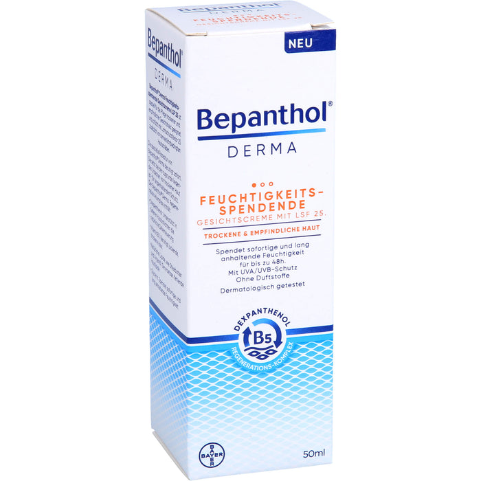 Bepanthol Derma feuchtigkeitsspendende Gesichtscreme LSF 25 für trockene und empfindliche Haut, 50 ml Creme