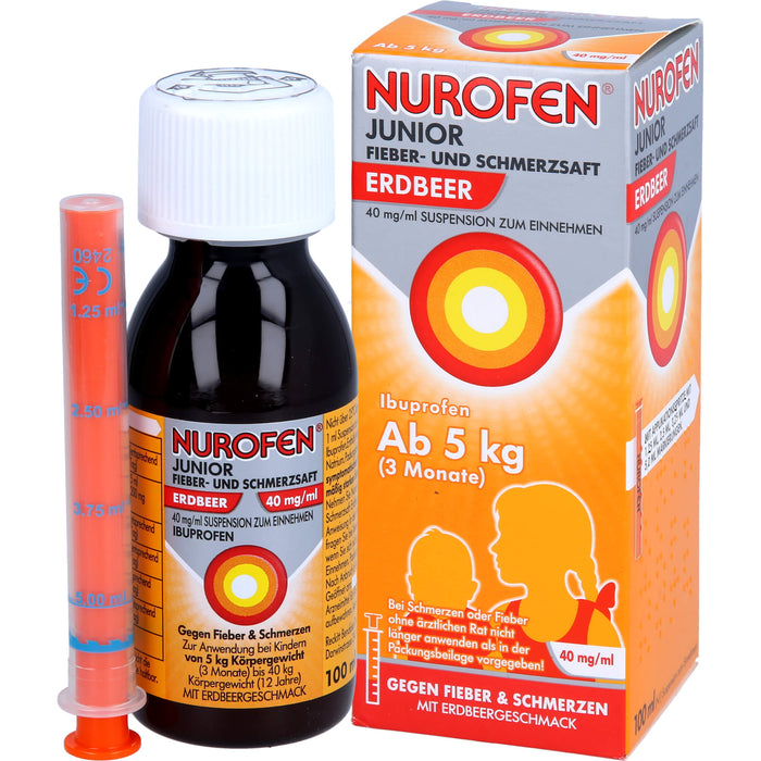 Nurofen Junior Fieber- und Schmerzsaft Erdbeer 40 mg/ml Suspension zum Einnehmen, 100 ml Lösung