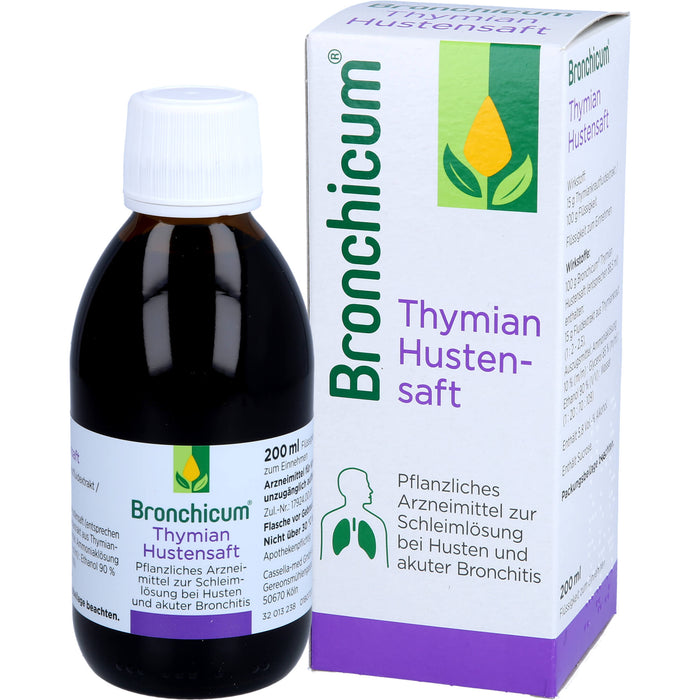 Bronchicum Thymian Hustensaft zur Schleimlösung bei Husten und akuter Bronchitis, 200 ml Lösung