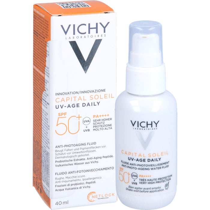 VICHY Capital Soleil UV-Age Daily LSF 50+ Fluid beugt Falten und Pigmentflecken vor, 40 ml Creme