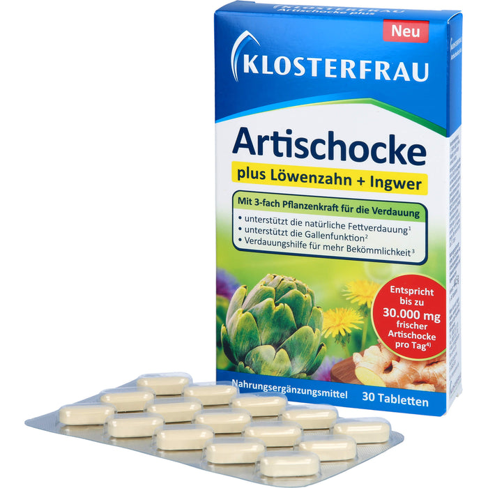 KLOSTERFRAU Artischocke plus Löwenzahn + Ingwer Verdauungshilfe Tabletten, 30 St. Tabletten
