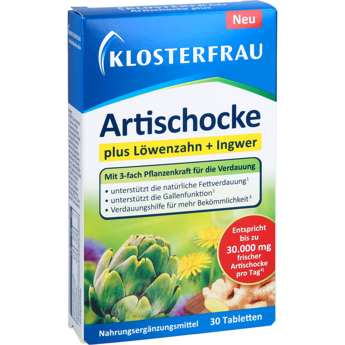 KLOSTERFRAU Artischocke plus Löwenzahn + Ingwer Verdauungshilfe Tabletten, 30 St. Tabletten