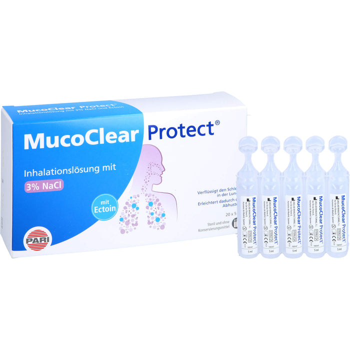 MucoClear Protect Inhalationslösung verflüssigt den Schleim in der Lunge, 20 St. Einzeldosisbehältnisse