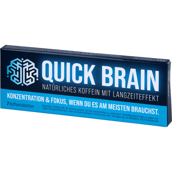 Quick Brain Koffeintabletten für Konzentration und Fokus, 7 St. Tabletten