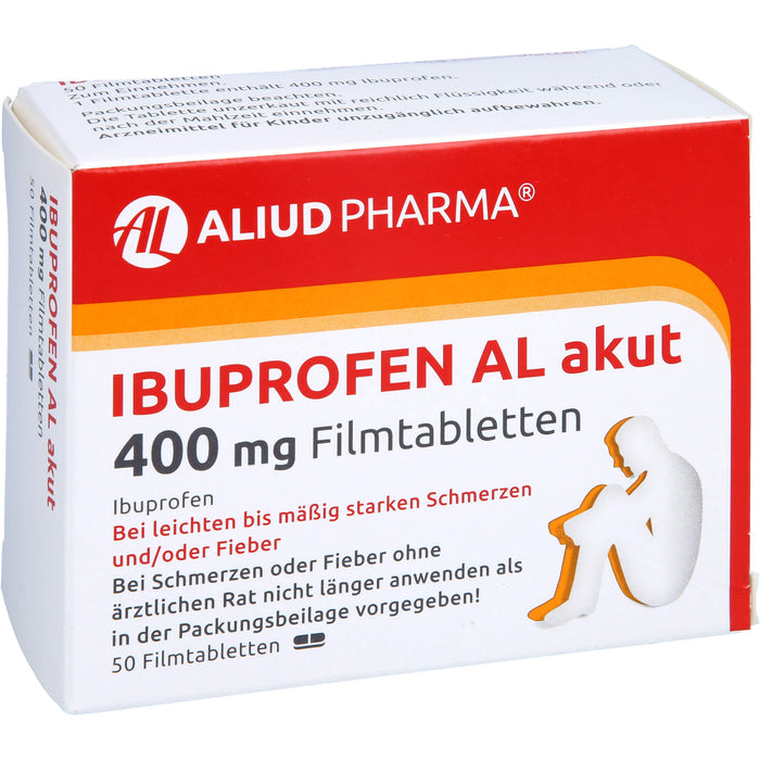 Ibuprofen AL akut 400 mg Filmtabletten bei leichten bis mäßig starken Schmerzen und Fieber, 50 St. Tabletten