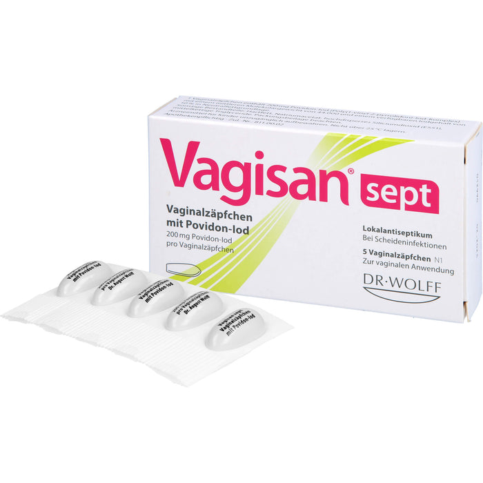 Vagisan sept Vaginalzäpfchen mit Povidon-Iod bei Scheideninfektionen, 5 St. Zäpfchen