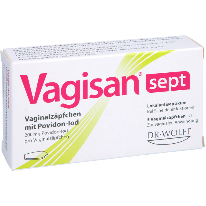 Vagisan sept Vaginalzäpfchen mit Povidon-Iod bei Scheideninfektionen, 5 St. Zäpfchen