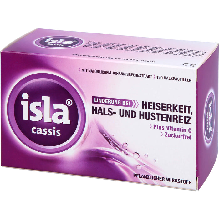 isla cassis Pastillen Linderung bei Heiserkeit, Hals-und Hustenreiz, 120 St. Pastillen