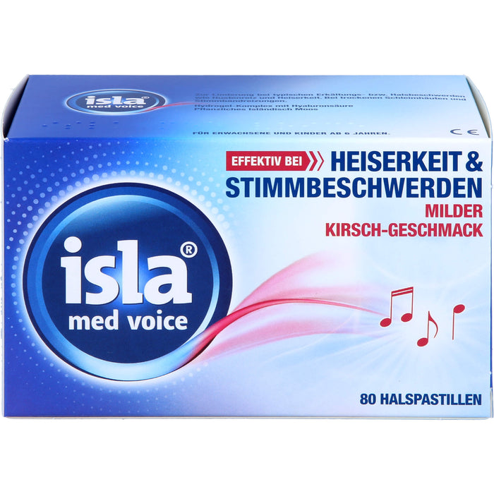 isla med voice Pastillen effektiv bei Heiserkeit und Stimmbeschwerden mit mildem Kirsch-Geschmack, 80 St. Pastillen