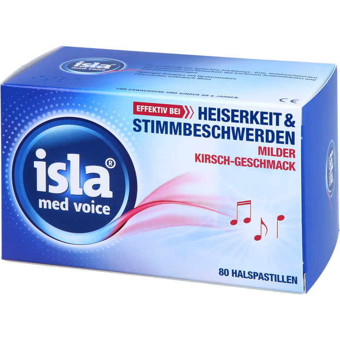 isla med voice Pastillen effektiv bei Heiserkeit und Stimmbeschwerden mit mildem Kirsch-Geschmack, 80 St. Pastillen
