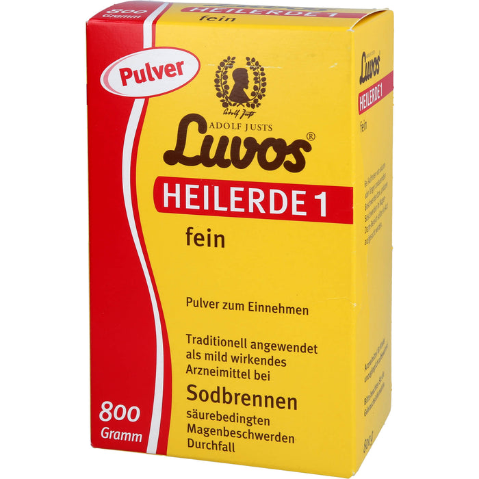 Luvos Heilerde 1 fein Pulver bei Sodbrennen, säurebedingten Magenbeschwerden und  Durchfall, 800 g Pulver